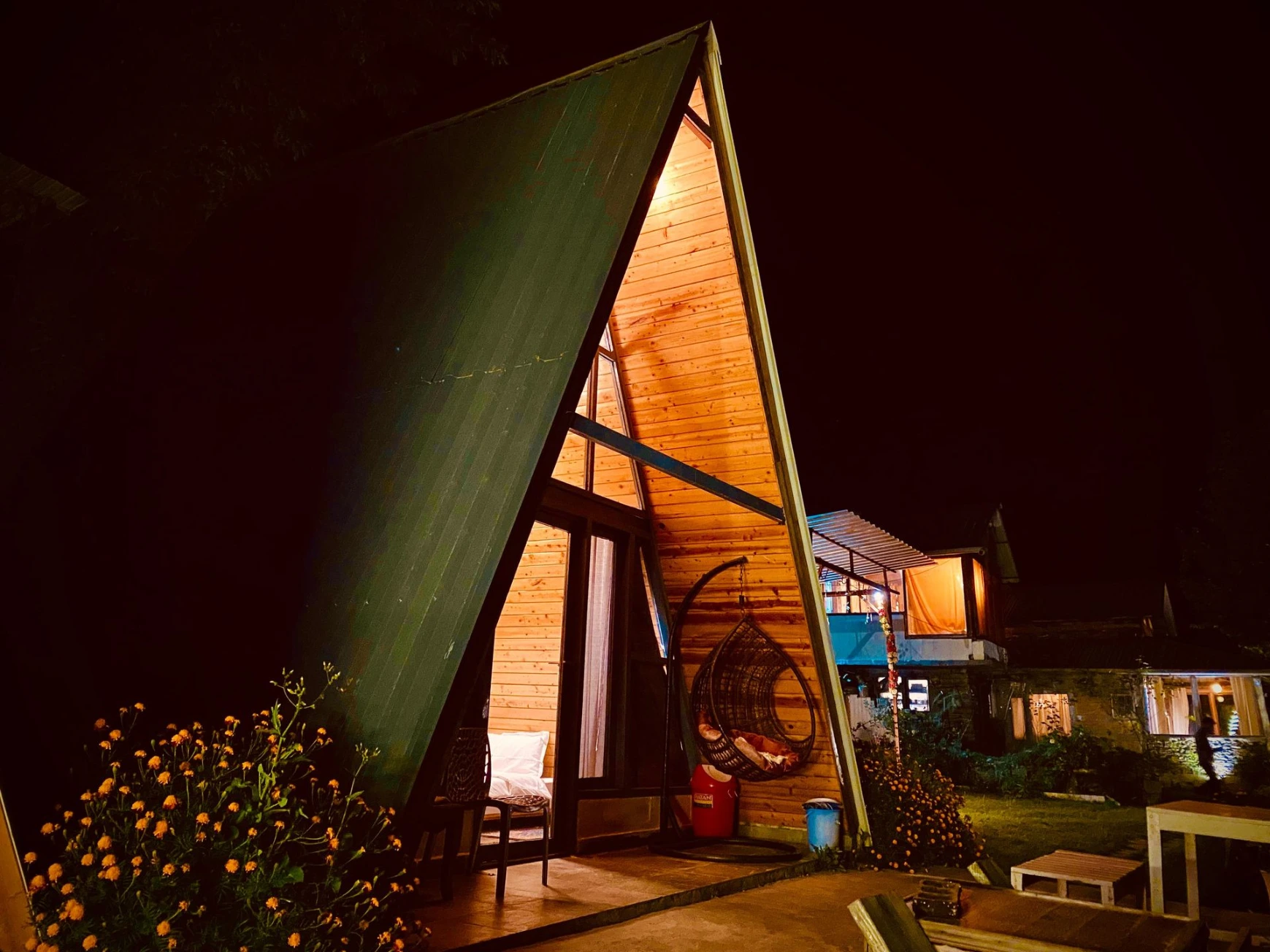 Mountain view from A-frame cottage in Jibhi Himachal