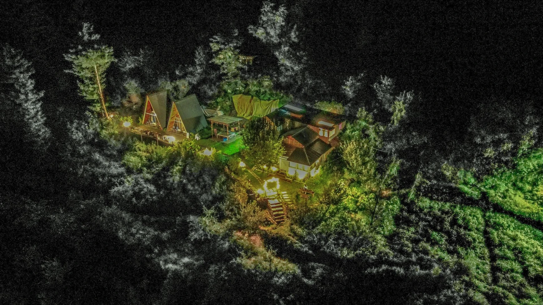 Mountain view from A-frame cottage in Jibhi